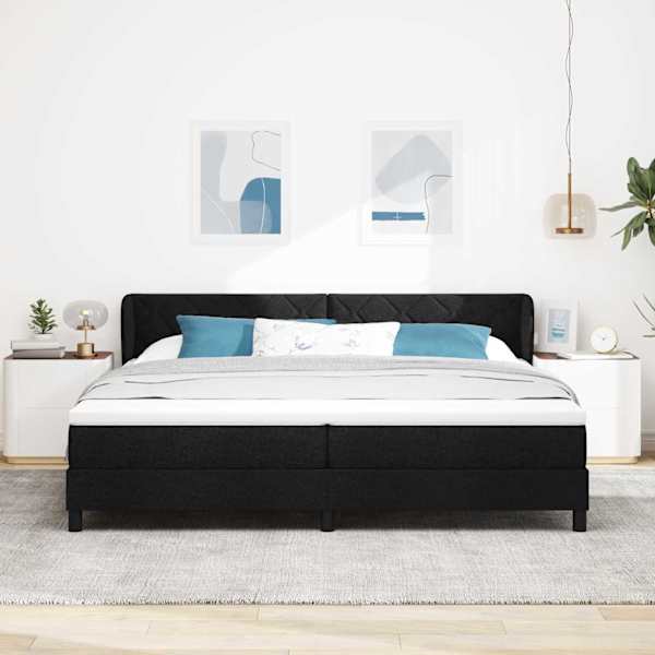 Kontinentaalvoodi koos madratsiga, must, 200 × 200 cm, kangas — mudel 3340110