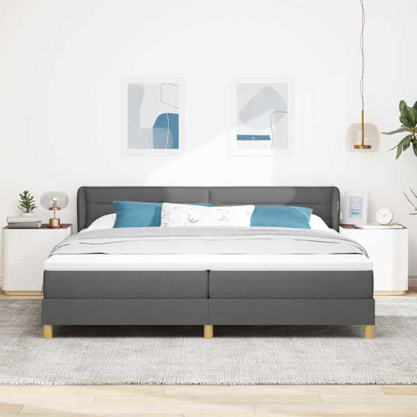 Kontinentaalvoodi koos 2 madratsiga, tumehall, 200 × 200 cm, kangas — mudel 3340172
