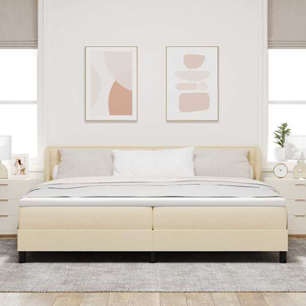Kontinentaalvoodi koos 2 madratsiga, kreemjasvalge, 200 × 200 cm, kangas — mudel 3340176