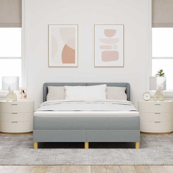 Kontinentaalvoodi koos madratsiga, helehall, 140 × 190 cm, kangas — mudel 3340206