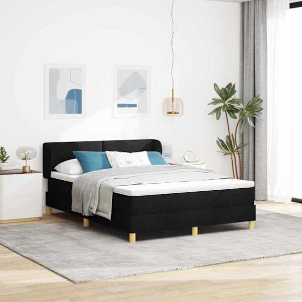 Kontinentaalvoodi koos madratsiga, must, 160 × 200 cm, kangas — mudel 3340222