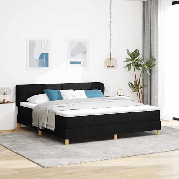 Kontinentaalvoodi koos madratsiga, must, 180 × 200 cm, kangas — mudel 3340229
