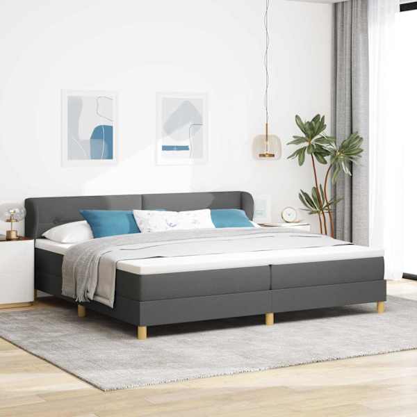 Kontinentaalvoodi koos madratsiga, tumehall, 200 × 200 cm, kangas — mudel 3340235