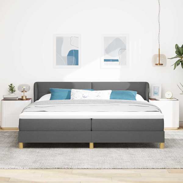 Kontinentaalvoodi koos madratsiga, tumehall, 200 × 200 cm, kangas — mudel 3340235