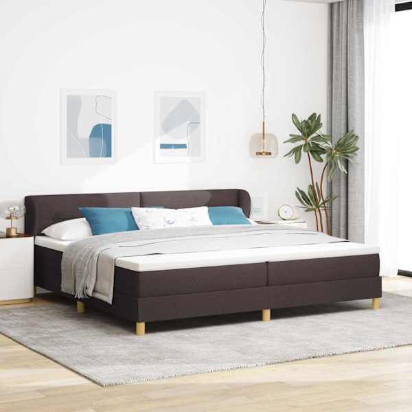Kontinentaalvoodi koos madratsiga, tumepruun, 200 × 200 cm, kangas — mudel 3340237