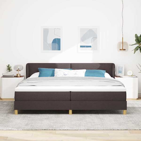 Kontinentaalvoodi koos madratsiga, tumepruun, 200 × 200 cm, kangas — mudel 3340237