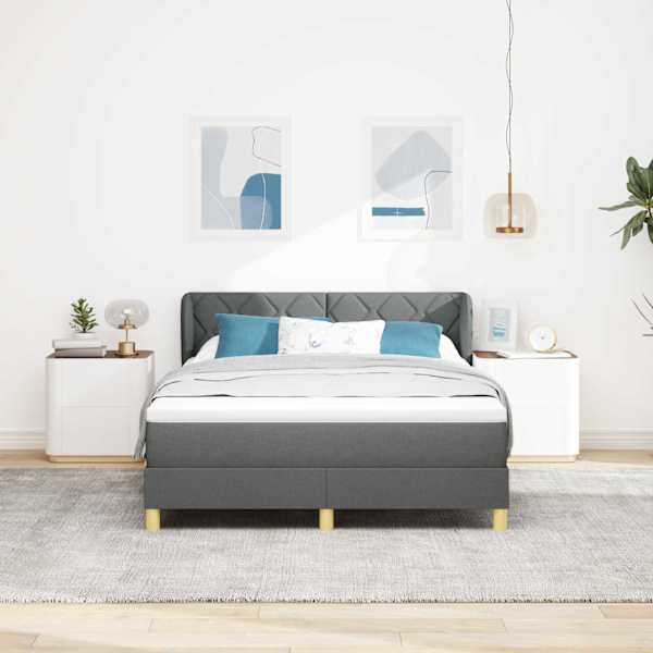 Kontinentaalvoodi koos madratsiga, tumehall, 140 × 200 cm, kangas — mudel 3340277