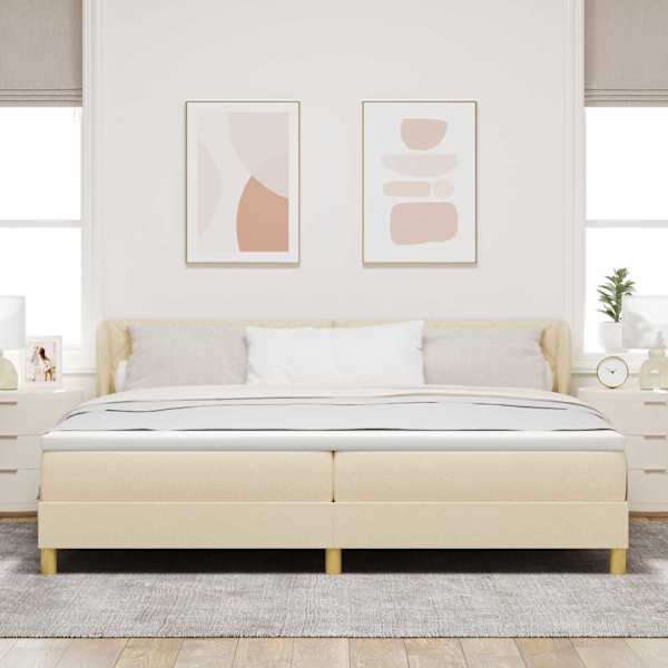 Kontinentaalvoodi koos madratsiga, kreemjasvalge, 200 × 200 cm, kangas — mudel 3340302