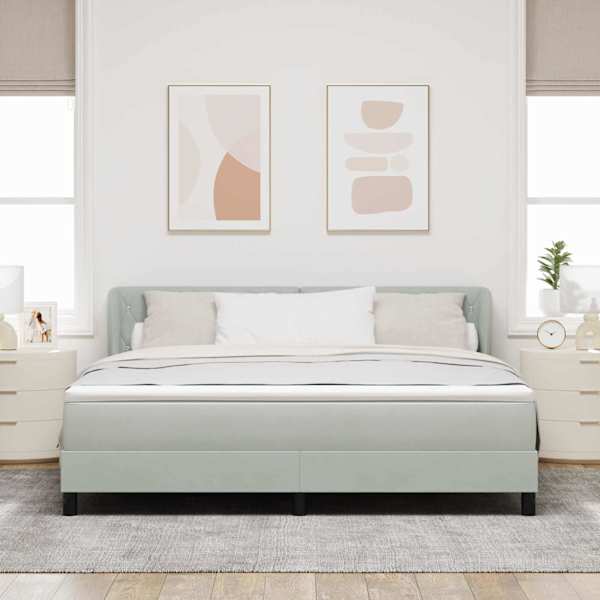 Kontinentaalvoodi koos madratsiga, helehall, 180 × 200 cm, samet — mudel 3340346