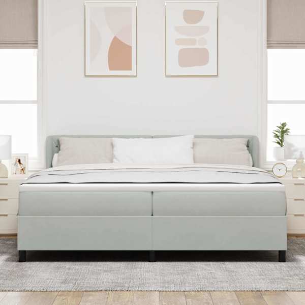 Kontinentaalvoodi koos 2 madratsiga, helehall, 200 × 200 cm, samet — mudel 3340352