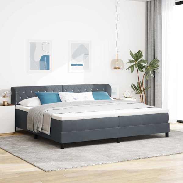 Kontinentaalvoodi koos 2 madratsiga, tumehall, 200 × 200 cm, samet — mudel 3340353