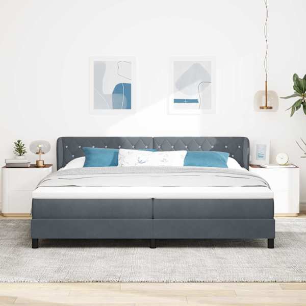 Kontinentaalvoodi koos 2 madratsiga, tumehall, 200 × 200 cm, samet — mudel 3340353