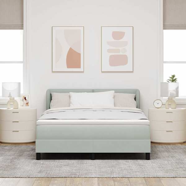 Kontinentaalvoodi koos madratsiga, helehall, 140 × 200 cm, samet — mudel 3340388