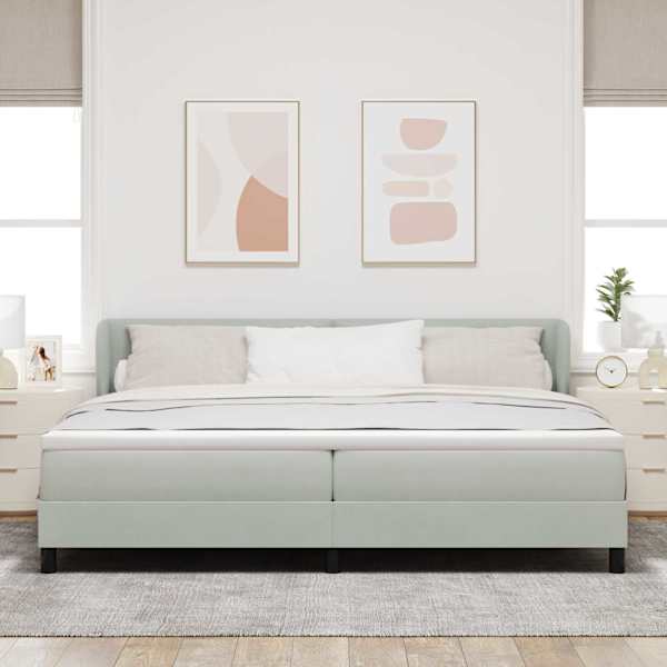 Kontinentaalvoodi koos 2 madratsiga, helehall, 200 × 200 cm, samet — mudel 3340406
