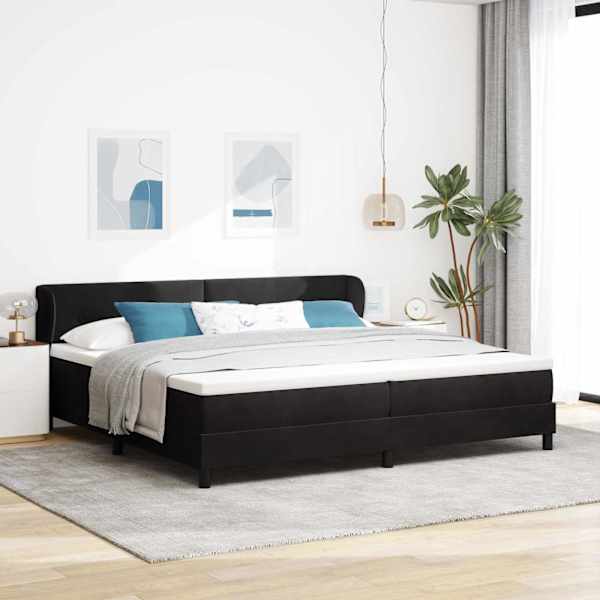 Kontinentaalvoodi koos 2 madratsiga, must, 200 × 200 cm, samet — mudel 3340408