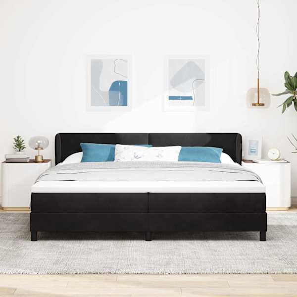 Kontinentaalvoodi koos 2 madratsiga, must, 200 × 200 cm, samet — mudel 3340408