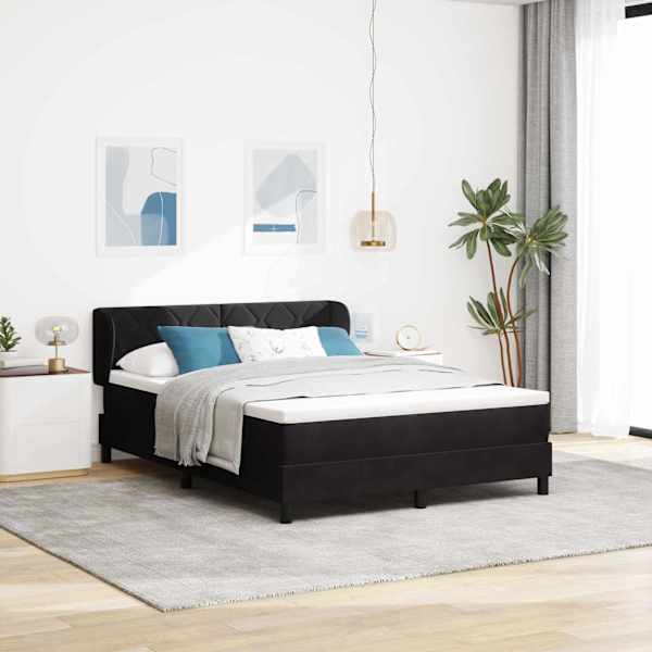 Kontinentaalvoodi koos madratsiga, must, 140 × 190 cm, samet — mudel 3340438