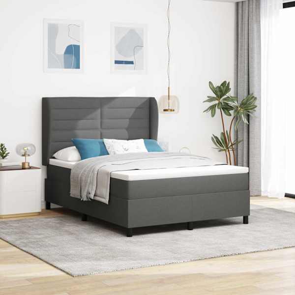 Kontinentaalvoodi koos madratsiga, tumehall, 140 × 200 cm, kangas — mudel 3340502