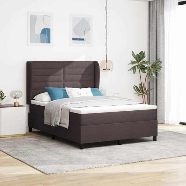 Kontinentaalvoodi koos madratsiga, tumepruun, 140 × 200 cm, kangas — mudel 3340504