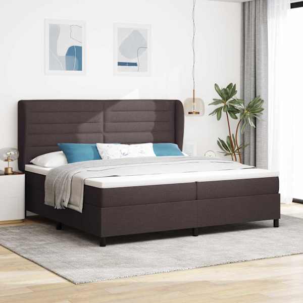 Kontinentaalvoodi koos 2 madratsiga, tumepruun, 200 × 200 cm, kangas — mudel 3340525