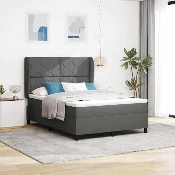 Kontinentaalvoodi koos madratsiga, tumehall, 140 × 190 cm, kangas — mudel 3340621