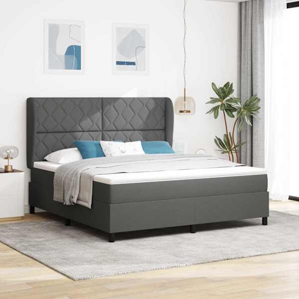 Kontinentaalvoodi koos madratsiga, tumehall, 180 × 200 cm, kangas — mudel 3340642