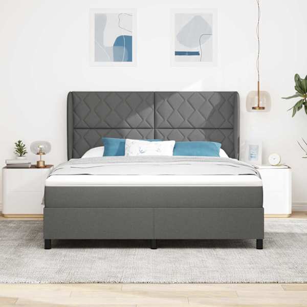 Kontinentaalvoodi koos madratsiga, tumehall, 180 × 200 cm, kangas — mudel 3340642
