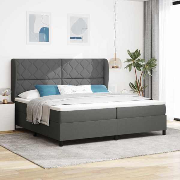 Kontinentaalvoodi koos 2 madratsiga, tumehall, 200 × 200 cm, kangas — mudel 3340649