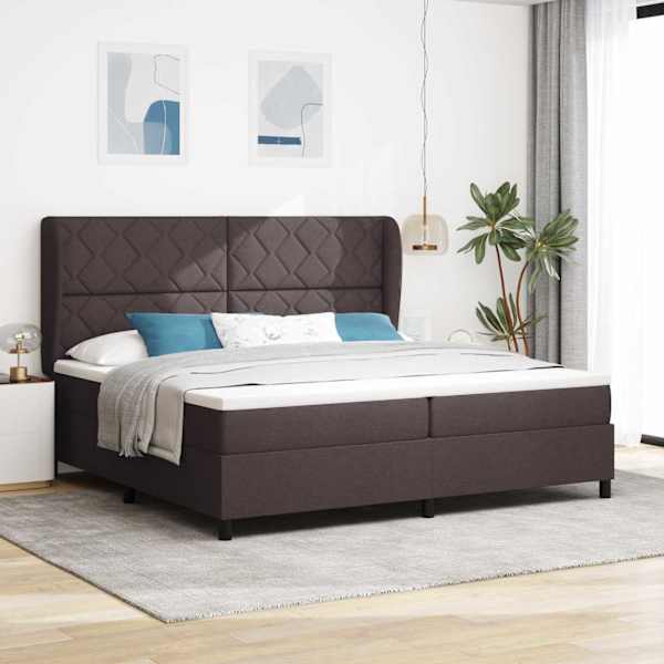 Kontinentaalvoodi koos 2 madratsiga, tumepruun, 200 × 200 cm, kangas — mudel 3340651