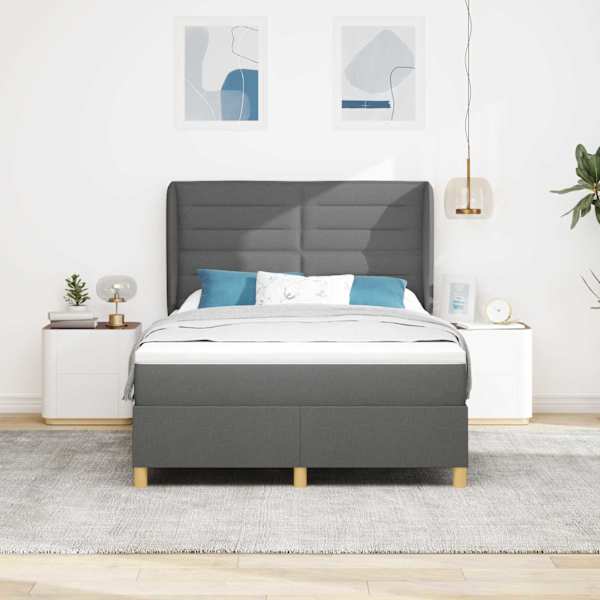 Kontinentaalvoodi koos madratsiga, tumehall, 140 × 200 cm, kangas — mudel 3340691