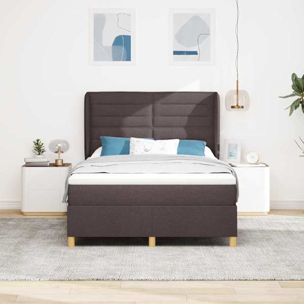 Kontinentaalvoodi koos madratsiga, tumepruun, 160 × 200 cm, kangas — mudel 3340700
