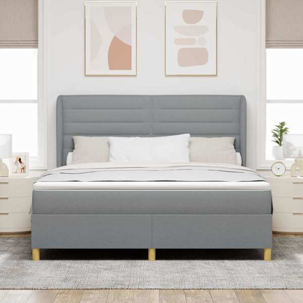 Kontinentaalvoodi koos madratsiga, helehall, 180 × 200 cm, kangas — mudel 3340704