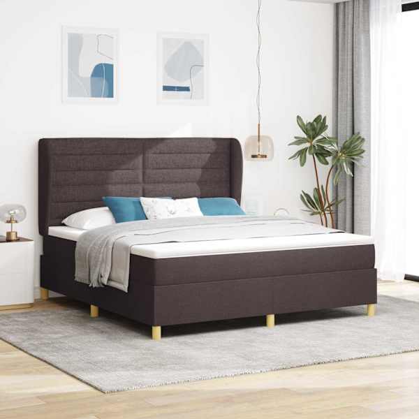 Kontinentaalvoodi koos madratsiga, tumepruun, 180 × 200 cm, kangas — mudel 3340707