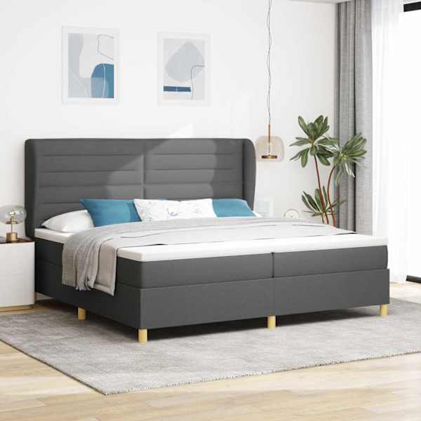 Kontinentaalvoodi koos 2 madratsiga, tumehall, 200 × 200 cm, kangas — mudel 3340712