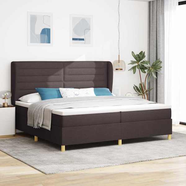 Kontinentaalvoodi koos 2 madratsiga, tumepruun, 200 × 200 cm, kangas — mudel 3340714