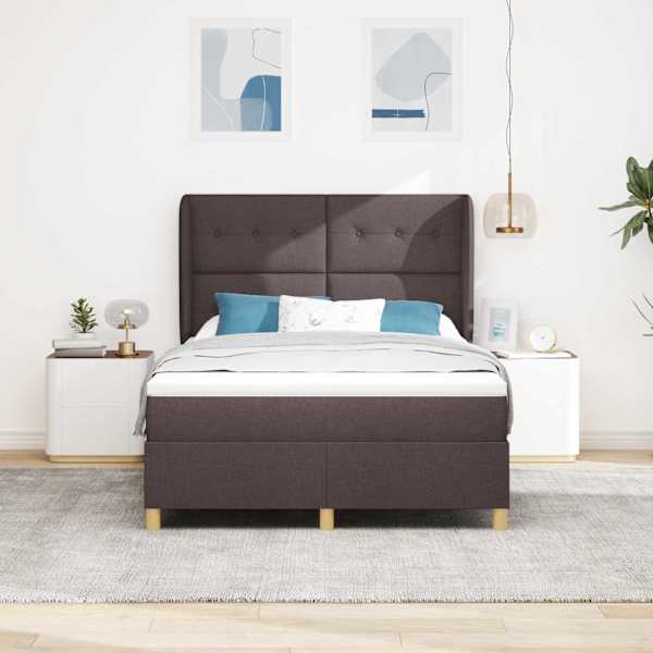 Kontinentaalvoodi koos madratsiga, tumepruun, 140 × 190 cm, kangas — mudel 3340749