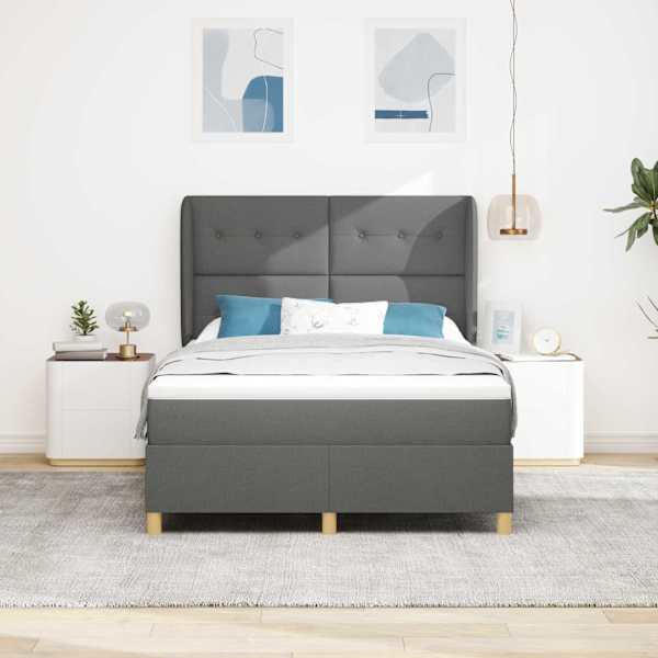 Kontinentaalvoodi koos madratsiga, tumehall, 140 × 200 cm, kangas — mudel 3340754