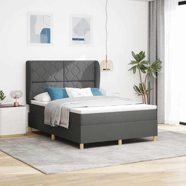 Kontinentaalvoodi koos madratsiga, tumehall, 160 × 200 cm, kangas — mudel 3340824