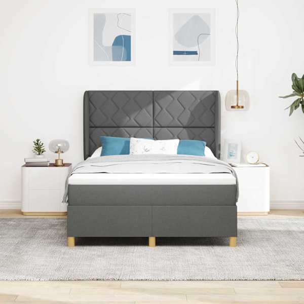 Kontinentaalvoodi koos madratsiga, tumehall, 160 × 200 cm, kangas — mudel 3340824