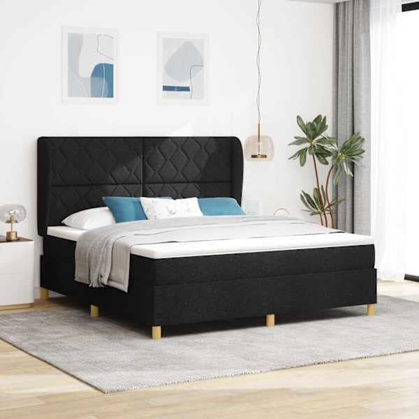 Kontinentaalvoodi koos madratsiga, must, 180 × 200 cm, kangas — mudel 3340832