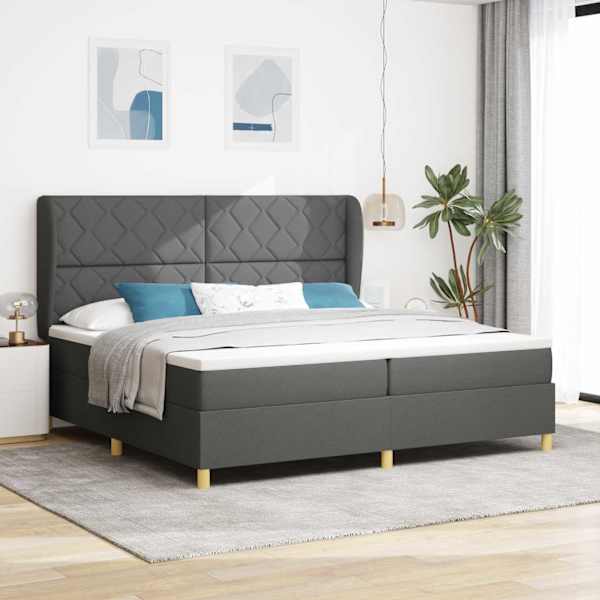 Kontinentaalvoodi koos 2 madratsiga, tumehall, 200 × 200 cm, kangas — mudel 3340838