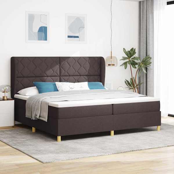 Kontinentaalvoodi koos 2 madratsiga, tumepruun, 200 × 200 cm, kangas — mudel 3340840