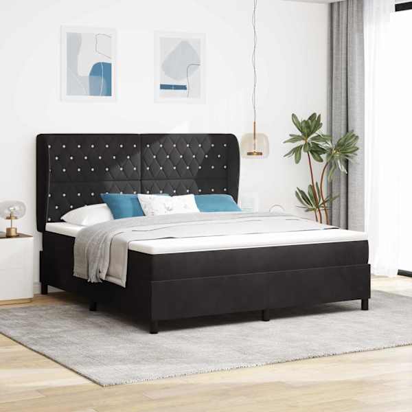 Kontinentaalvoodi koos madratsiga, must, 180 × 200 cm, samet — mudel 3340888