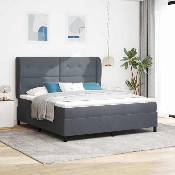 Kontinentaalvoodi koos madratsiga, tumehall, 180 × 200 cm, samet — mudel 3340941
