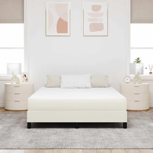 Voodiraam koos madratsiga, kreemjasvalge, 160 × 200 cm, kangas — mudel 42008298