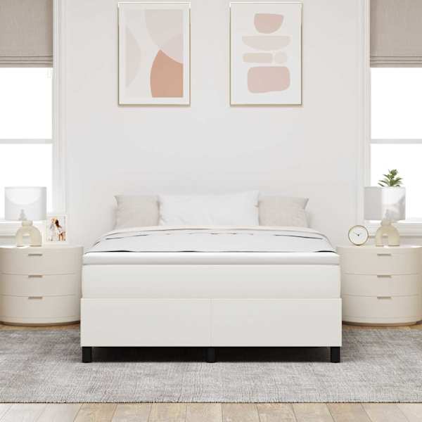 Voodiraam, kreemjasvalge, 160 × 200 cm, kangas — mudel 3337419