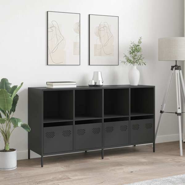 Puhvetkapp, must, 135 × 39 × 73,5 cm, külmvaltsitud teras