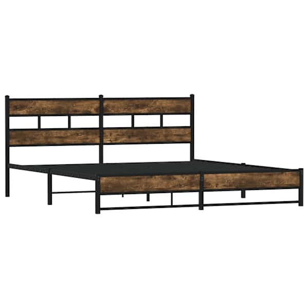 Voodiraam, suitsutatud tamm, 200 × 200 cm, metall — mudel 3308489