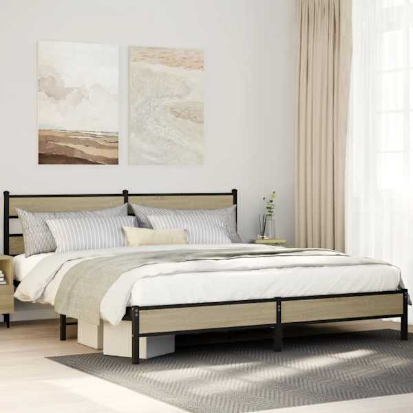 Voodiraam, sonoma tamm, 183 × 213 cm, metall — mudel 3308496