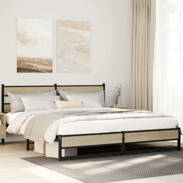 Voodiraam, sonoma tamm, 183 × 213 cm, metall — mudel 3308500